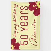 Banderoles 50e anniversaire Bourgogne Nom de la fleur (Vertical)