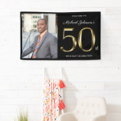 Banderoles 50e anniversaire Classy Black Solid Gold Photo per (En situation)