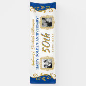 Banderoles 50e anniversaire du Mariage Ajoutez vos photos Blu (Vertical)