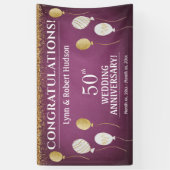 Banderoles 50e anniversaire du Mariage Ballons d'or (Vertical)