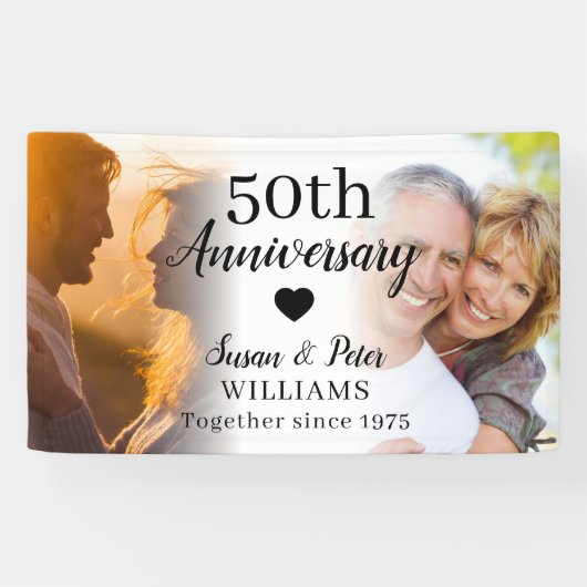 Banderoles 50e anniversaire du Mariage Custom 2 Collage photo (Horizontal)