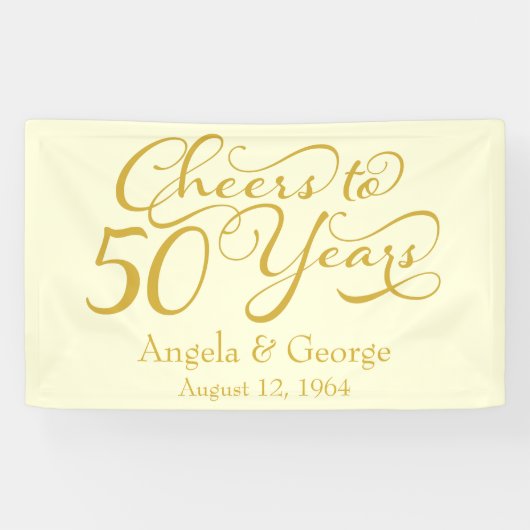 Banderoles 50e anniversaire du Mariage d'ivoire d'or personna (Horizontal)