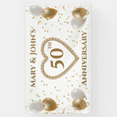 Banderoles 50e Anniversaire du Mariage d'or, avec des noms, (Vertical)
