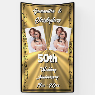 Banderoles 50e anniversaire du mariage Gold et Black