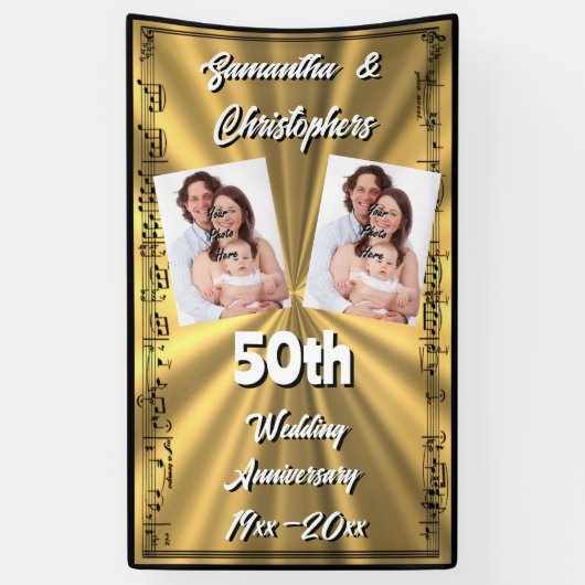 Banderoles 50e anniversaire du mariage Gold et Black (Vertical)