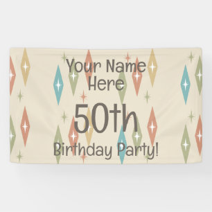 Banderoles 50e anniversaire du Moyen-siècle rétro