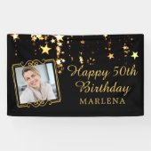 Banderoles 50e anniversaire Elegant Script Gold Stars Photo