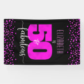 Banderoles 50e anniversaire fabuleux points en feuille rose c (Horizontal)