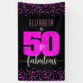 Banderoles 50e anniversaire fabuleux points en feuille rose c (Vertical)