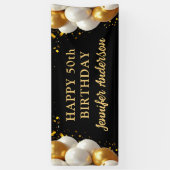 Banderoles 50e anniversaire Fête Noire et Or (Vertical)