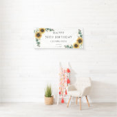 Banderoles 50e anniversaire Floral Sunflower Eucalyptus Party (En situation)