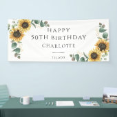 Banderoles 50e anniversaire Floral Sunflower Eucalyptus Party (Salon professionnel)
