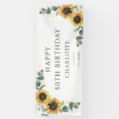 Banderoles 50e anniversaire Floral Sunflower Eucalyptus Party (Vertical)
