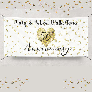 Banderoles 50e anniversaire Gold Confetti mariage réception