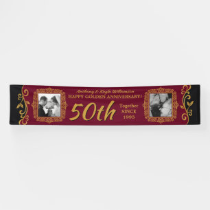 Banderoles 50e anniversaire Mariage Ajouter votre photo Red G
