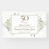 Banderoles 50e anniversaire Mariage de verdure Bienvenue (Horizontal)