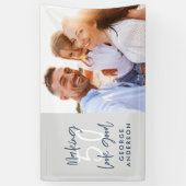 Banderoles 50e anniversaire moderne gris et bleu marine photo (Vertical)