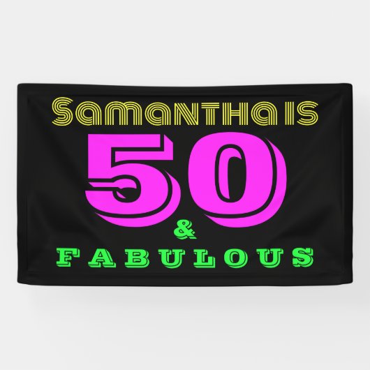 Banderoles 50e Anniversaire Neon 50 et Fabulous Anniversday P (Horizontal)