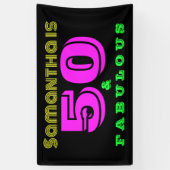 Banderoles 50e Anniversaire Neon 50 et Fabulous Anniversday P (Vertical)