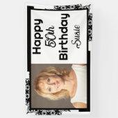 Banderoles 50e anniversaire noir et blanc (Vertical)