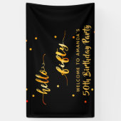 Banderoles 50e anniversaire noir or bonjour 50 nom script (Vertical)