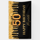 Banderoles 50e anniversaire noir parties scintillant or drips (Vertical)