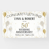 Banderoles 50e anniversaire Or et blanc (Horizontal)