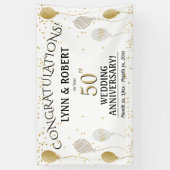 Banderoles 50e anniversaire Or et blanc (Vertical)