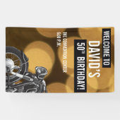 Banderoles 50e anniversaire or et noir, moto (Horizontal)