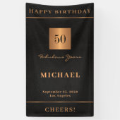 Banderoles 50e anniversaire or noir Bonne fête d'anniversaire (Vertical)