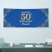 Banderoles 50e anniversaire Parties scintillant bleue et or c (Salon professionnel)