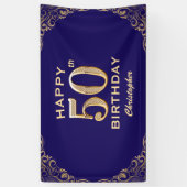 Banderoles 50e anniversaire Parties scintillant marine bleu e (Vertical)