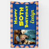 Banderoles 50e anniversaire Pink Flower Photo (Vertical)