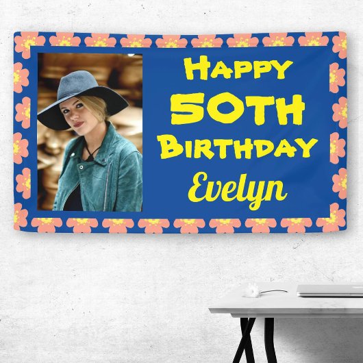 Banderoles 50e anniversaire Pink Flower Photo