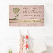 Banderoles 50e anniversaire Rose Parties scintillant or Flowe (En situation)