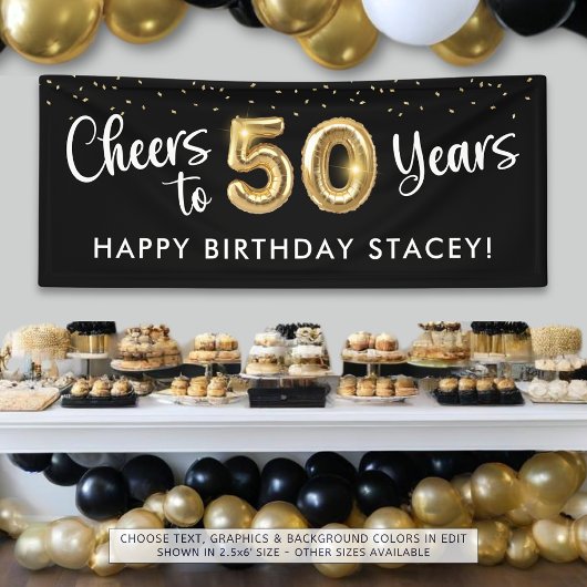 Banderoles 50e anniversaire Soeurs à 50 ans Black Gold