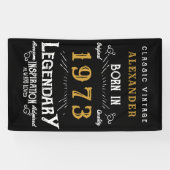 Banderoles 50th Birthday 1973 Ajouter Nom Black Gold Legendar (Horizontal)