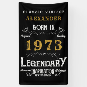 Banderoles 50th Birthday 1973 Ajouter Nom Black Gold Legendar