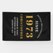 Banderoles 50th Birthday Born 1973 Ajouter Nom Black Gold (Horizontal)