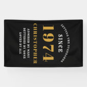 Banderoles 50th Birthday Born 1974 Ajouter Nom Black Gold (Horizontal)