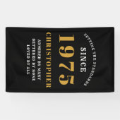 Banderoles 50th Birthday Born 1975 Ajouter Nom Black Gold (Horizontal)
