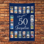 Banderoles 50th Birthday Party Banner<br><div class="desc">Make your 50th birthday party one to remember with this vibrant and fun banner. The blue and white color scheme will add an elegant feel to the celebrations, and the photo collage template makes it easy to personalize the banner with photos of your memorable moments. Hang the banner up at...</div>