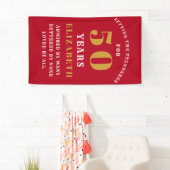 Banderoles 50th Birthday Standards Red Gold Ajouter votre nom (En situation)