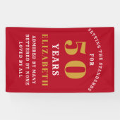 Banderoles 50th Birthday Standards Red Gold Ajouter votre nom (Horizontal)