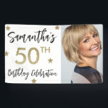 Banderoles 50th Birthday Stars Photo Gold Party Banner<br><div class="desc">50th Birthday Stars Photo Gold Party Banner. Personnalisez cette fausse parties scintillant d'or moderne avec votre photo et votre nom personnalisés.</div>