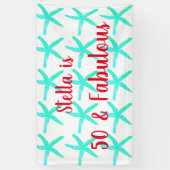 Banderoles 50th Birthday Teal Starfish Patterns Fifty Age (Vertical)