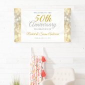 Banderoles 50th Wedding Anniversary Gold Bokeh Welcome (En situation)