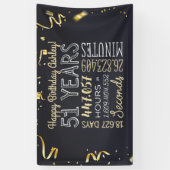 Banderoles 51 ans - Elégant Black & Gold - 51e anniversaire (Vertical)