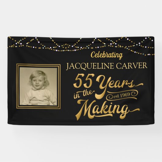 Banderoles 55e anniversaire Black and Gold Photo (Horizontal)