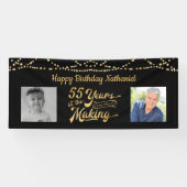 Banderoles 55e anniversaire Black Gold String lumières Retro  (Horizontal)